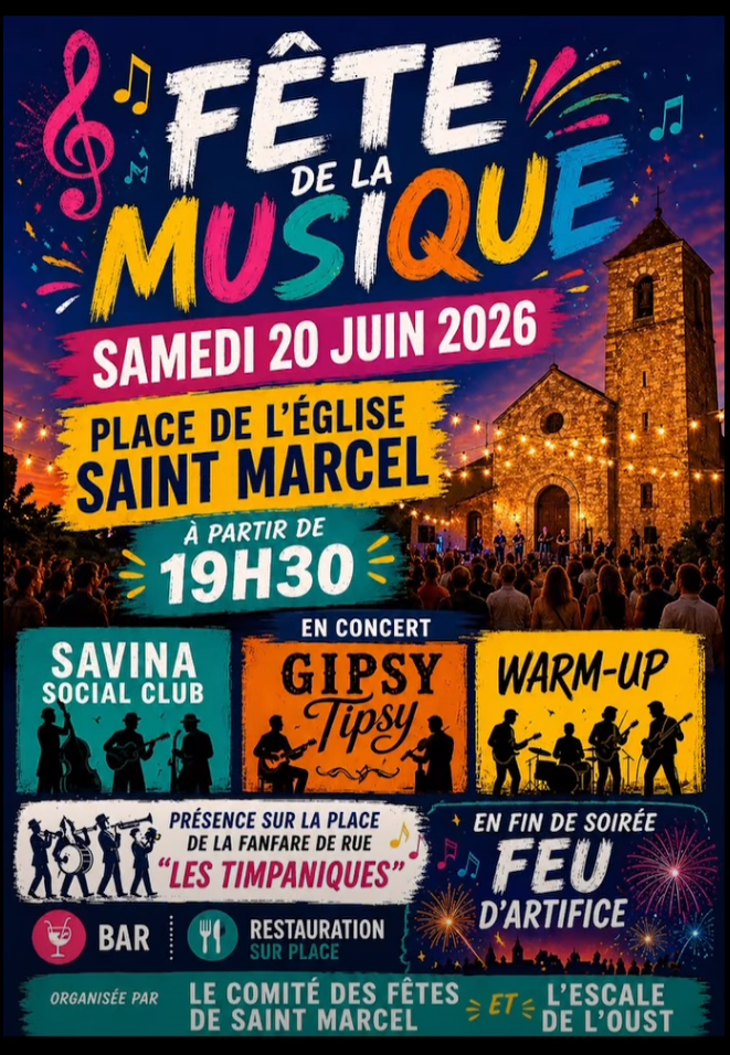 Affiche de la Fête de la musique 2026 à Saint-Marcel